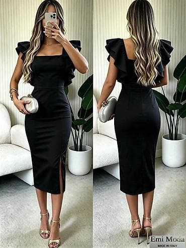 bunda s: Elegantna midi haljina sa volan rukavima - Kroj: uska silueta koja — 5