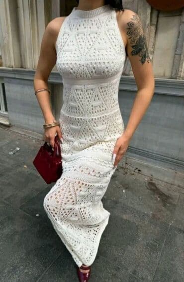 boho haljine 2023: One size, bоја - Bela, Dugih rukava — 3