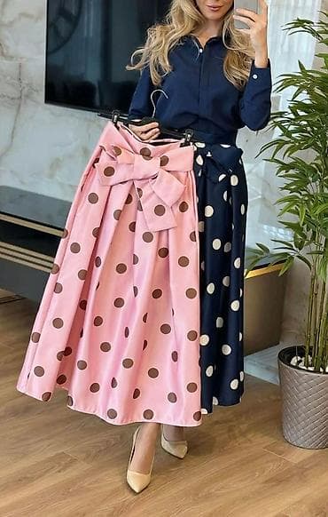 končani džemperi: Midi suknja sa mašnom - Elegantna A-linija dužine do pola lista — 1