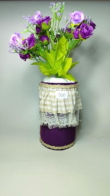 staklene vaze: Dekorativna aranžmanska saksija sa veštačkim cvećem - Buket — 4