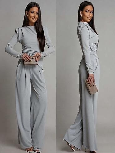 afrodita kombinezoni: 🔥Elegantni ženski kombinezon sa dugim rukavima i širokim nogavicama — 1