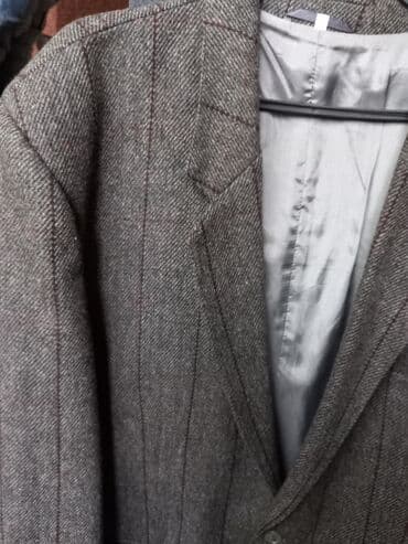 stradivarius sivi kaput: Suit jacket, 2XL (EU 56), color - Grey, Wool — 2