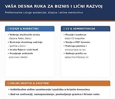 Job: Profesionalne usluge asistencije, dizajna i online mentorstva — 2