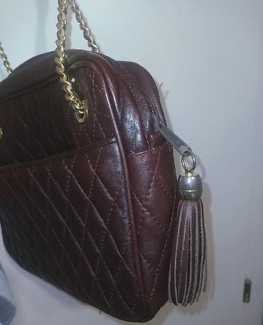 diamond: Kožna torba preko ramena, bordo boje, prošivenog “diamond” dezena. - — 5