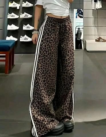 Ženske široke pantalone sa leopard printom - Kroj: ekstra široke