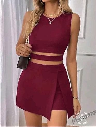 koton kompleti zenski: Dvodelni ženski komplet – crop top i mini suknja — 1