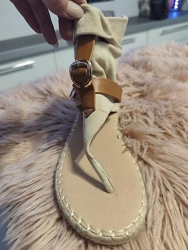 zenske sandale akcija: Ženske letnje sandale – bež - Model: ravne sandale/espadrile sa — 3