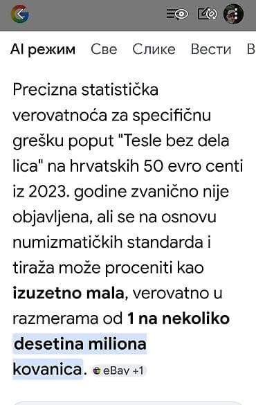 Bicikli: Hrvatski kovanac od 50 euro centi – godina 2023, motiv Nikola Tesla — 7