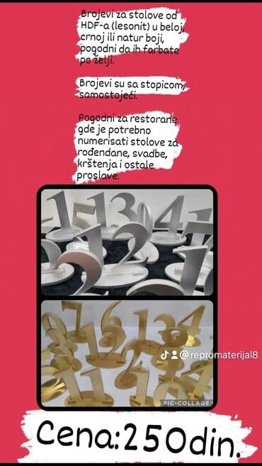 lidl plasticni stolovi: Samostojeći brojevi za stolove od HDF-a (lesonit) sa stopicom. - — 1