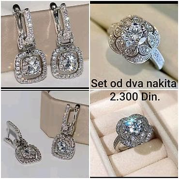 kost nakita: Elegantni posrebreni set od hirurskog čelika od dva komada nakita – — 2