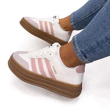 kopča za kupaći kostim: Ženske patike Adidas Samba platforma – belo/roze - Model: Samba sa — 1