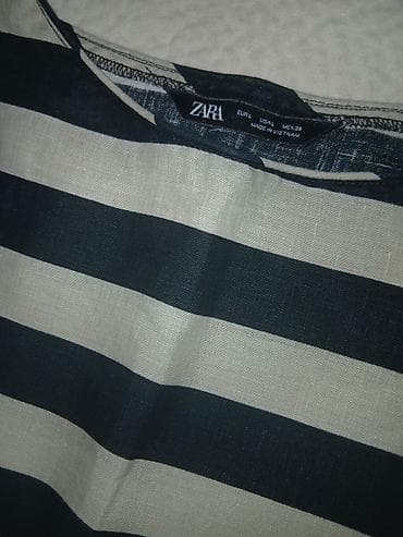 lanene pantalone zara: Zara tunika od lana 100% prelepa kao nova br L kombinacija crno bez — 2