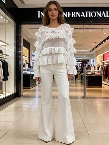 Bluze: Ženska bluza providna moderna sa volanima. - Kroj — 1