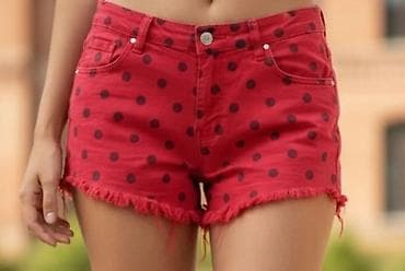 Ženske šorts farmerice – crvene sa tačkicama - Materijal