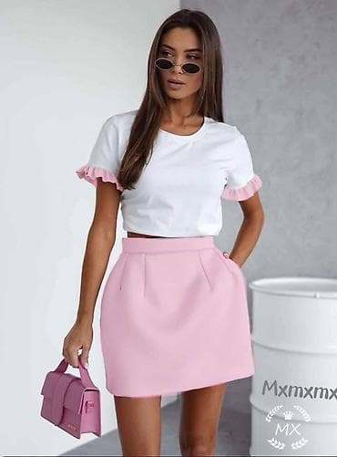 Kućna odeća: Ženska dvodelna kombinacija – majica i mini suknja - Kroj: elegantna — 5