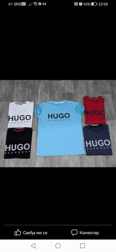 muške zimske jakne c a: Majica na kratke rukave, 2XL (EU 56), 3XL (EU 58), L (EU 52), Hugo Boss, bоја - Bela, Pamuk — 5