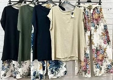 moschino kais: Komplet za punije dame široke pantalone visokog struka sa cvetnim — 3