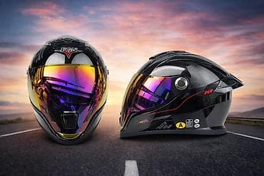 Kids' bicycles: Moto kaciga FGN sa reflektujućim vizirom – crna Kvalitetna FGN moto — 1