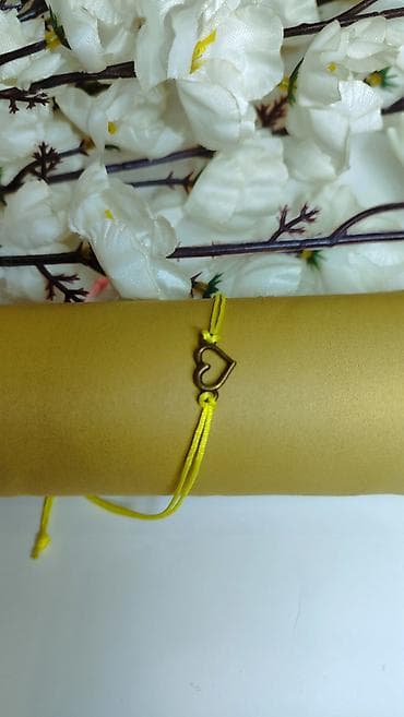 nakit za odecu: Narukvica sa priveskom srce – žuta - Tanka, glatka — 3