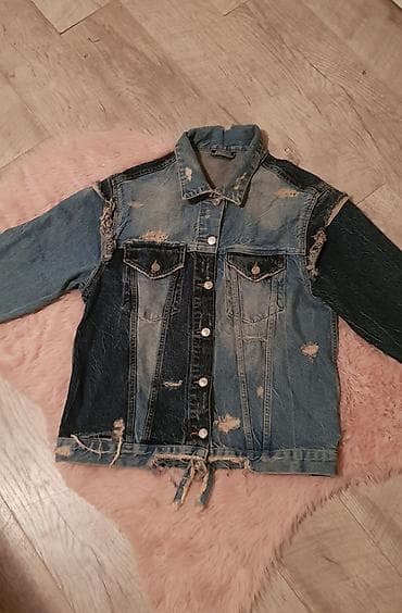 jakna 3xl: Teksas jakna sa patchwork dizajnom i “distressed” efektom. - — 1