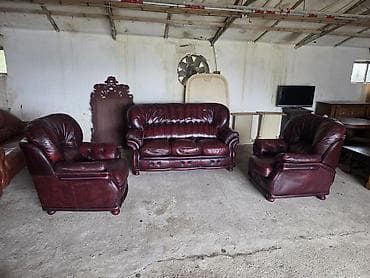 krevet trosed: Kožni garnitura – bordo - Sastav: trosed sa tri jastuka za sedenje + — 10