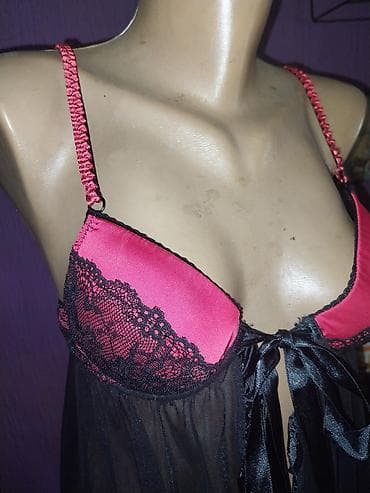 breitling satovi polovni: Ženska baby doll spavaćica/negliže - Boje: crna sa ciklama/pink — 2