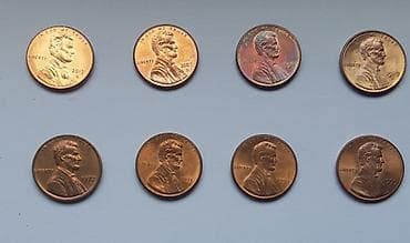 sat sa dijamantima: Kolekcija američkih “Lincoln” penny kovanica (1 cent), osam komada. Na — 1