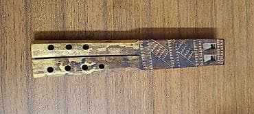 muzicki instrumenti: Drvena dvostruka frula/duvački instrument sa ručnom rezbarijom — 3