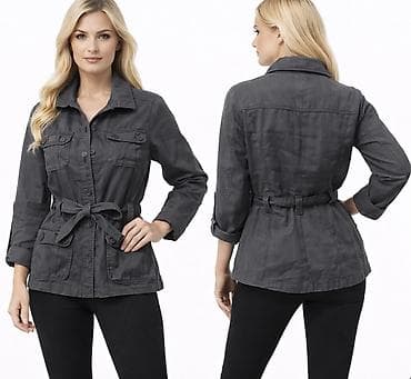 papuce h m: Ženska utility jakna – tamno siva - Kroj do kuka sa vezivanjem u — 3