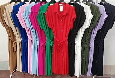 lagane patike: Ženska košulja-haljina do kolena sa kratkim rukavima i pojasom - — 3