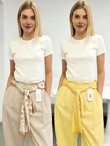 Women's Sweatshirts: Ženske pantalone sa širokim krojem i visokim strukom, sa plisiranim — 3