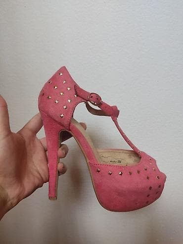 roze nike patike: Ženske sandale na visoku štiklu sa platformom - Boja: puder/roze - — 3