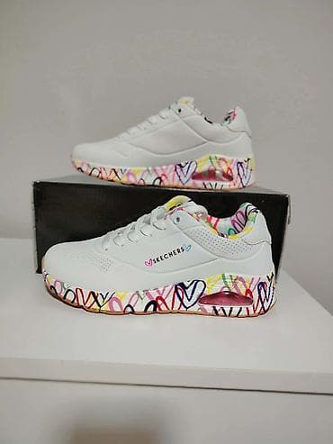 obuca sa platformom: Skechers Bele patike sa vazdušnim uloškom i motivima srca - Model 1 — 2