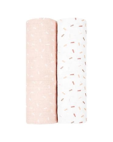 babylove pelene za kupanje: KikkaBoo Pelene od muslina – set 2 kom, 80x80 cm, Confetti Pink Set — 1