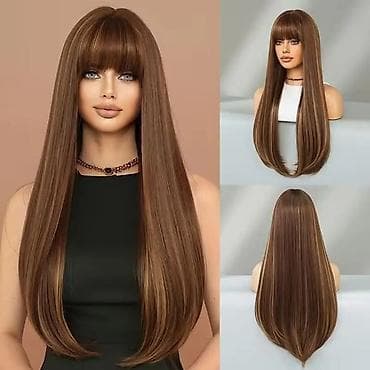 Perike i klipse: Perika – duža ravna sa šiškama + kratka pixie varijanta - Stil 1 — 4