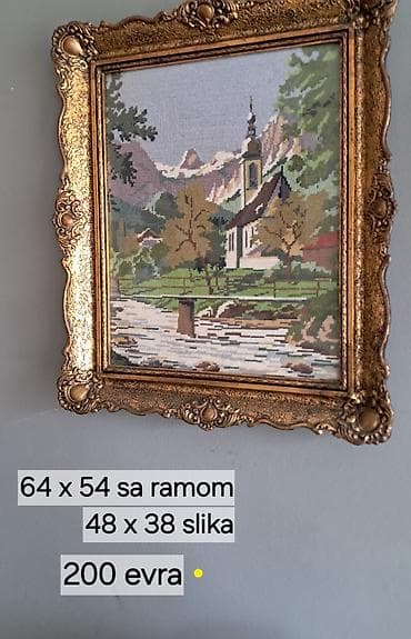 peperomija slike: Goblen u bogato ukrašenom dekorativnom ramu, sa pejzažnim motivom — 1