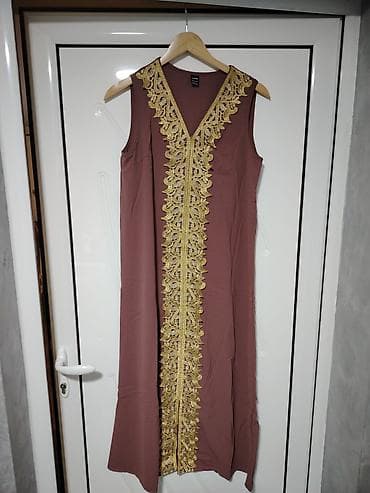 Skafanderi: Ženska dvodelna tradicionalna haljina/kaftan set - Boja: pudrasto — 2