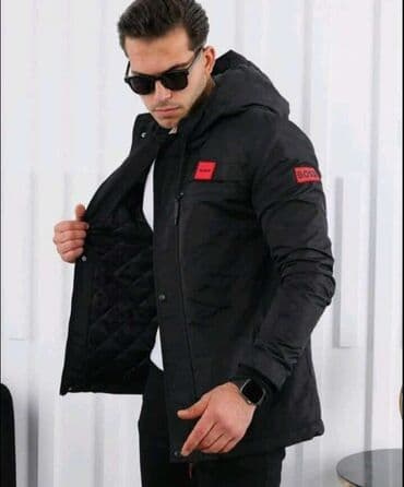 muske bermude sa dzepovima: Muška zimska jakna – crna - Moderan, ravan kroj do kukova - Topla — 1