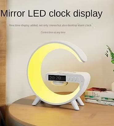 Antique Furniture: 4-u-1 noćna lampa sa bežičnim punjačem, zvučnikom i budilnikom - — 4