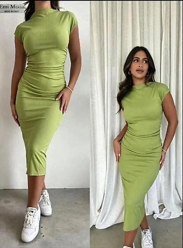 Dresses: Ribana midi haljina sa naborima – model 27807 - Kroj: uska silueta — 7