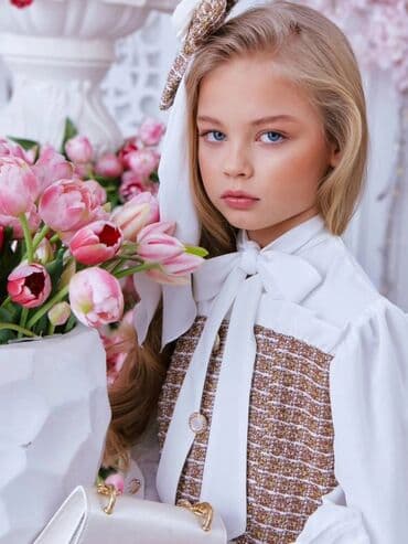 Ostala dečija odeća: Premijum komplet ✨️ Haljinica, mašna za kosu, tašnica i dokolenice u — 5