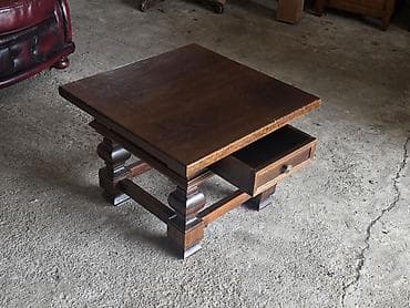 stilske komode: Drveni klub sto sa fiokom – klasičan masivni dizajn - Materijal: puno — 7