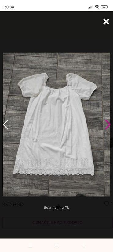 Women's Clothing: Bela haljina – veličina XL - Kroj: ravna, ležerna silueta sa — 3