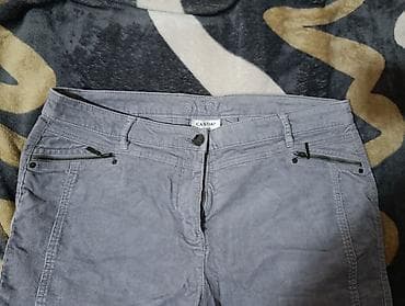 nesal pantalone: Sive ženske somot pantalone CANDAE - Materijal: somot (kord) sa — 1