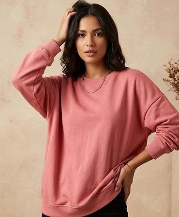 helanke sa prorezom: Duks – ženski, oversized kroj, boja: puder roze - Klasičan okrugli — 1