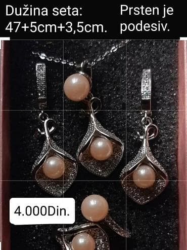 mona torba cena: Posrebreni komplet nakita sa žigom S925 u dve boje– ogrlica, minđuše i — 4