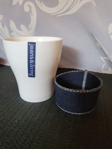 porcelanske solje za caj: Solje nove za kafu,caj Jeans - Living komplet. Solje sa porcelanskim — 10