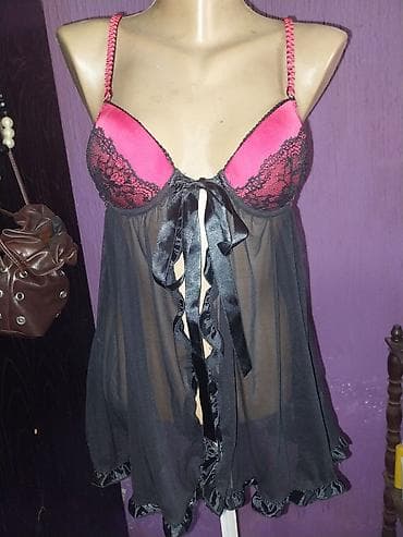 breitling satovi polovni: Ženska baby doll spavaćica/negliže - Boje: crna sa ciklama/pink — 1