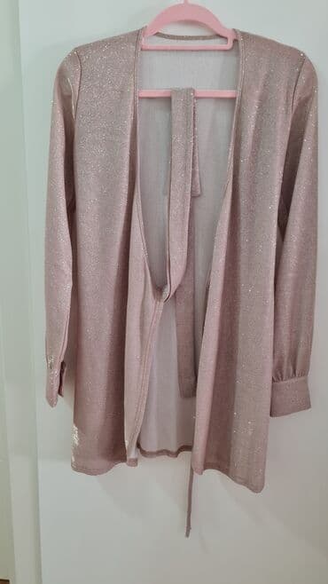 Džemperi, kardigani: Šljokičasti kardigan/kimono/haljina u puder‑roze boji. - Materijal