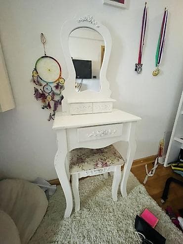 moderna s: Toaletni sto sa ogledalom i tabureom – vintage/shabby chic stil - — 3